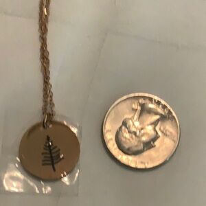 Gold Pendant Necklace with Leaf Design